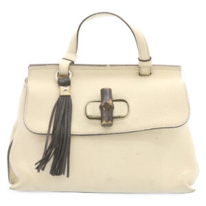 GUCCI Bamboo Turn Lock 2Way Hand Bag White Auth am1235g | Luna Bags