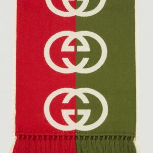 Gucci GG Print Two-toned Scarf In Green and Red | Luna Bags