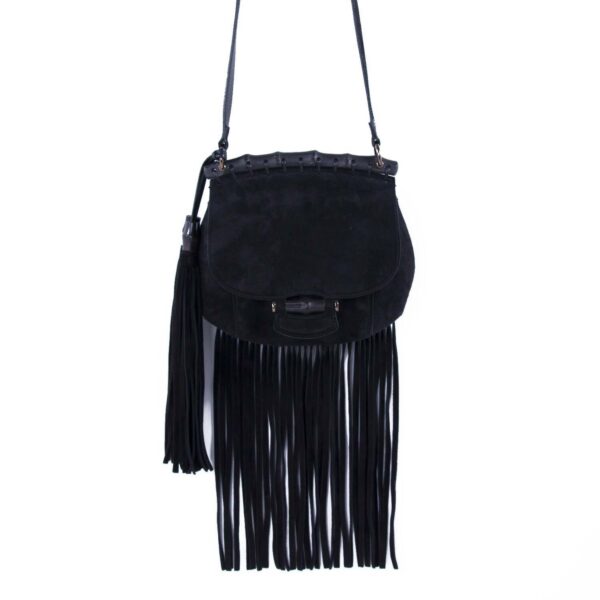 Gucci Nouveau Black Fringe Suede Bag | Luna Bags