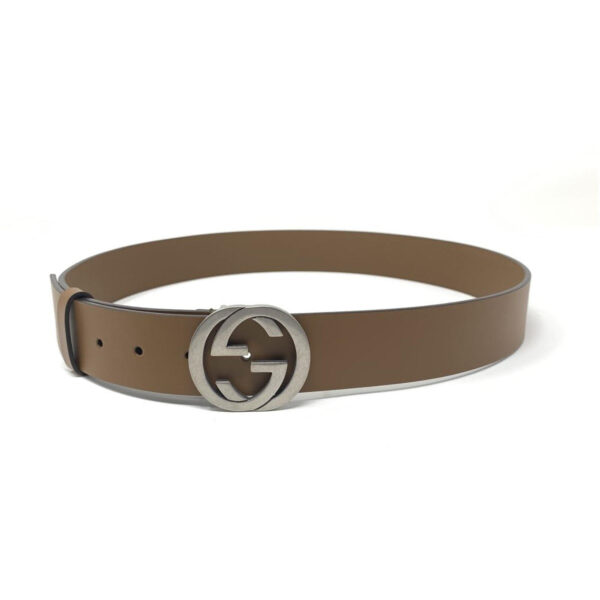 Gucci Cuir Brown Leather Interlocking GG Buckle 85/34 Belt 546386 | Luna Bags