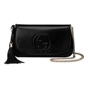 Gucci Soho Disco GG Black Calf Leather Tassel Chain Crossbody Bag | Luna Bags