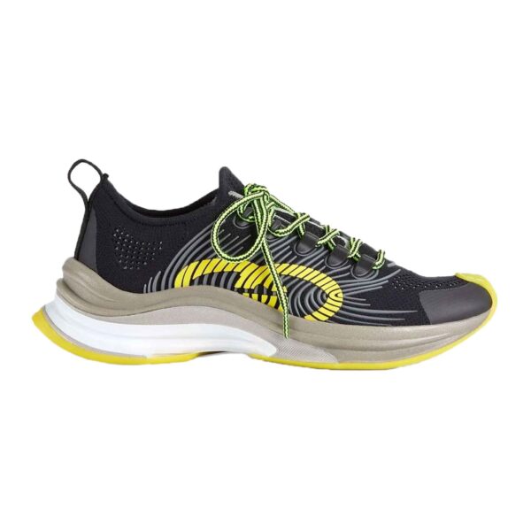 Gucci Interlocking-G Lace-Up Runners in Black/Yellow | Luna Bags
