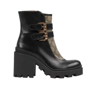 Gucci Kensington Nappa Leather GG Supreme Boots in Black | Luna Bags