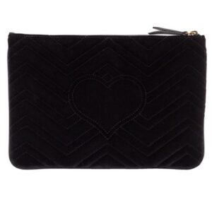 Gucci Marmont Matelesse Velvet Zip Pouch in Black | Luna Bags
