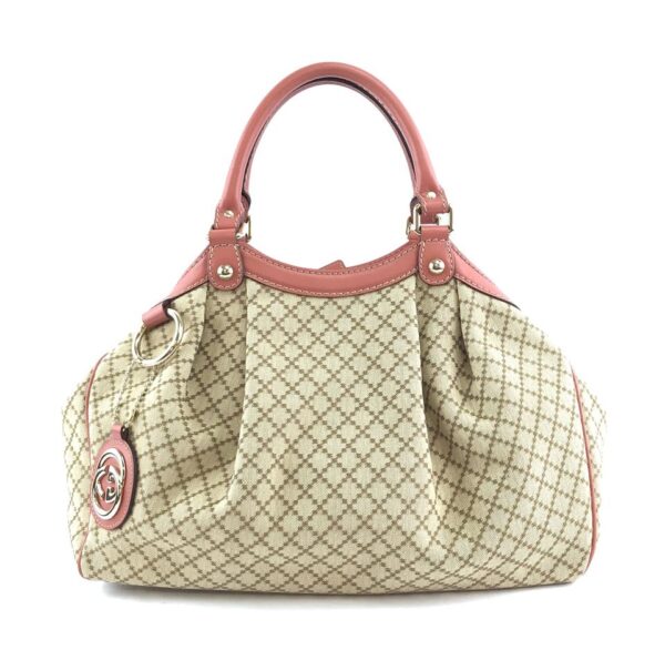 Gucci Sukey Hobo Gg Diamante Tote Leather Brown and Orange Canvas Shoulder Bag | Luna Bags
