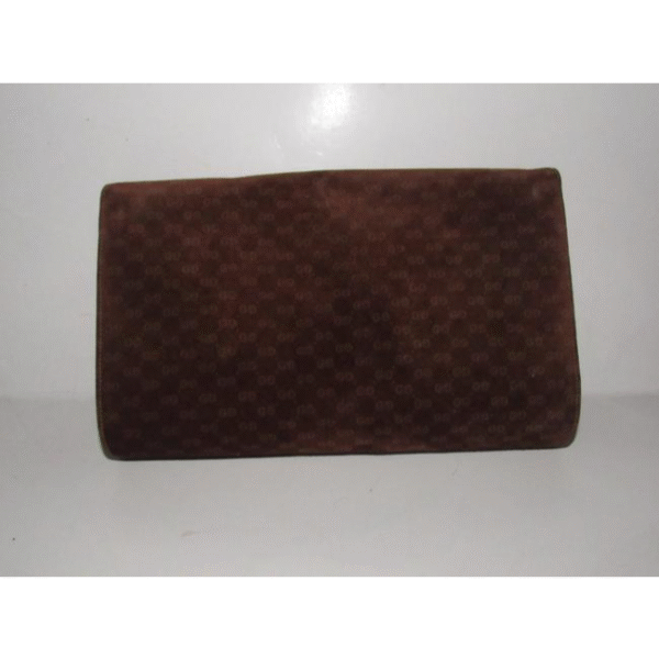 Gucci Vintage Pursesdesigner Purses Brown Small G Logo Print Suede And Leather Suedeleather Clutch | Luna Bags
