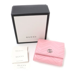 GUCCI Bifold Wallet 598629 leather Pink x Silver Metal | Luna Bags