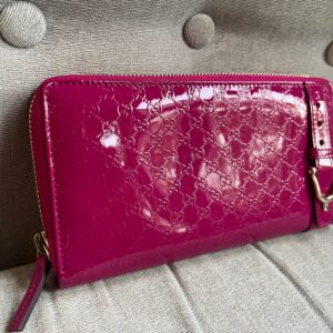 Gucci Pink Patent Guccissima Print Wallet | Luna Bags