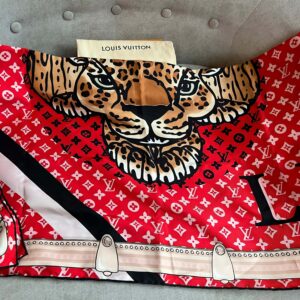 Louis Vuitton Red Tiger Print Silk Shawl | Luna Bags