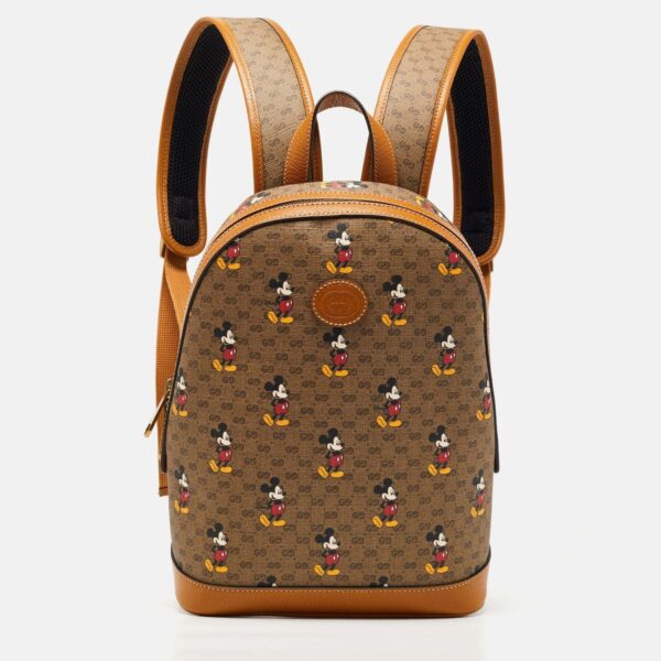 Gucci x Disney Tan/Beige Mickey Print GG Supreme Canvas Small Backpack | Luna Bags