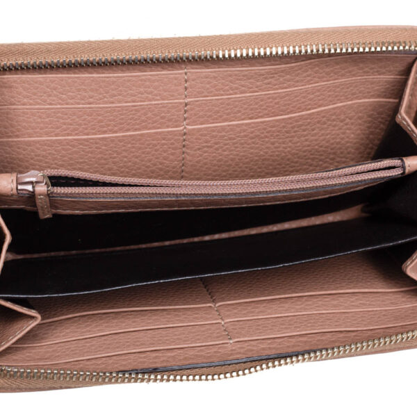 Gucci Beige Leather Bamboo Tassel Bow Zip Around Wallet | Luna Bags