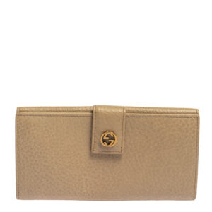Gucci Beige Leather Interlocking G Continental Wallet | Luna Bags