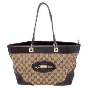 Gucci Beige/Brown GG Canvas and Leather Tote | Luna Bags