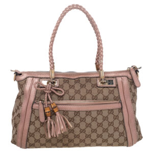 Gucci Beige GG Canvas and Leather Bell Satchel | Luna Bags
