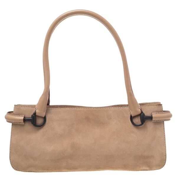 Gucci Beige Suede And Leather Shoulder Bag | Luna Bags