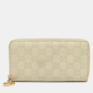 Gucci Beige Guccissima Leather Zip Around Wallet | Luna Bags