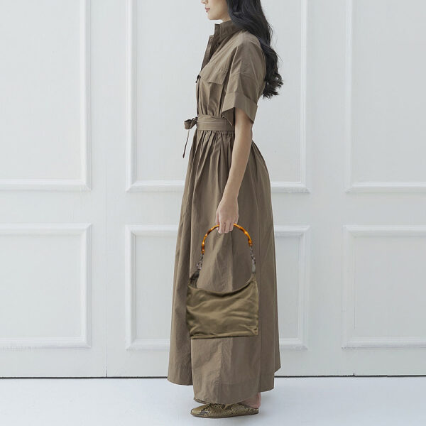 Gucci Olive Green Canvas And Patent Leather Peggy Bamboo Hobo | Luna Bags