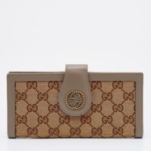Gucci Beige/Brown GG Canvas And Leather Scarlett Continental Bifold Wallet | Luna Bags