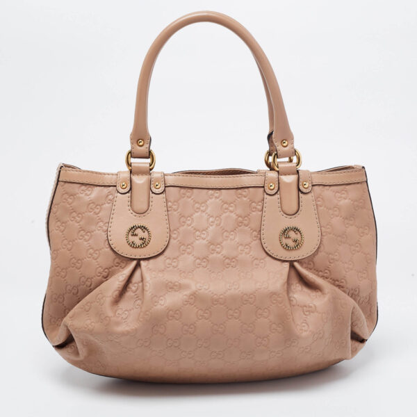 Gucci Beige Guccissima Leather Scarlett Stud Interlocking G Hobo | Luna Bags