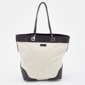 Gucci  Off White/Brown Canvas and Guccissima Leather Tote | Luna Bags