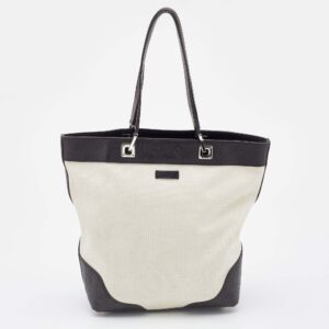 Gucci  Off White/Brown Canvas and Guccissima Leather Tote | Luna Bags