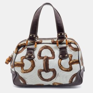 Gucci Multicolor Horsebit Print Canvas and Leather Bamboo Boston Bag | Luna Bags