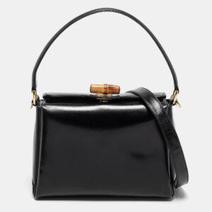 Gucci Black Leather Bamboo Top Handle Bag | Luna Bags