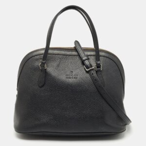 Gucci Black Leather Dome Satchel | Luna Bags
