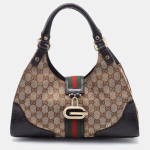 Gucci Beige/Brown GG Canvas and Leather Junco Shoulder Bag | Luna Bags