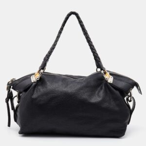 Gucci Black Leather Braided Handle Satchel | Luna Bags
