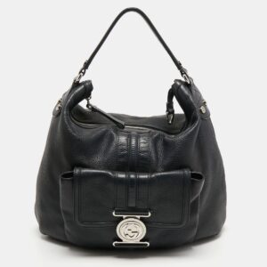 Gucci Black Grained Leather Medium G Coin Hobo | Luna Bags