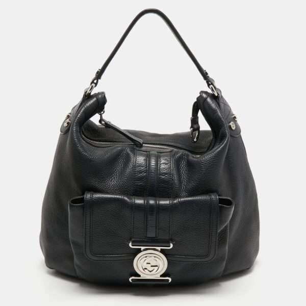 Gucci Black Grained Leather Medium G Coin Hobo | Luna Bags
