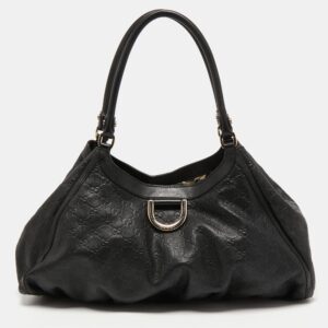 Gucci Black Guccissima Leather Large D Ring Shoulder Bag | Luna Bags