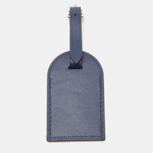 LOUIS VUITTON Navy Blue Leather Luggage Name Tag | Luna Bags