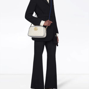 Gucci Small GG Marmont Shoulder Bag in White | Luna Bags