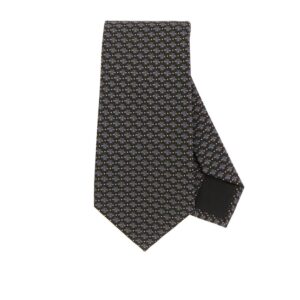 Gucci Navy Silk Tie with Woven Bees | Luna Bags