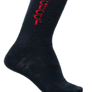 Gucci Socks With Red Gucci Logo and Interlocking GG in Navy | Luna Bags