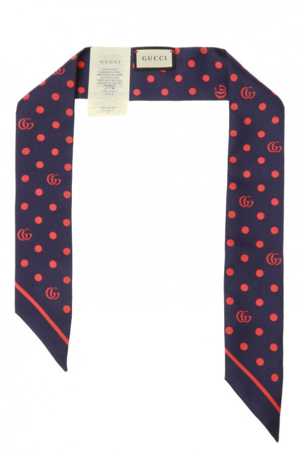 Gucci Navy Neck Bow with Red Polka Dots and Interlocking GG | Luna Bags