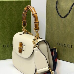Gucci Bamboo 1947 mini top handle bag white | Luna Bags
