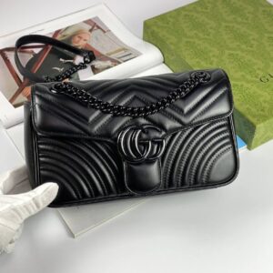 Gucci GG Marmont small shoulder bag black | Luna Bags