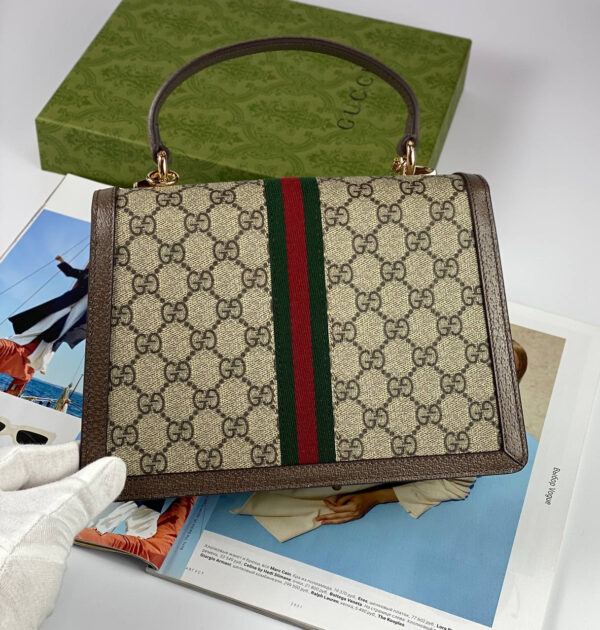 Gucci Ophidia small top handle bag Beige and ebony GG Supreme canvas | Luna Bags
