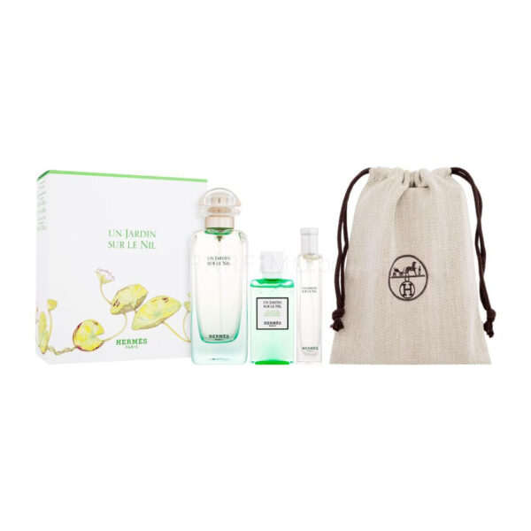Hermes Un Jardin Sur Le Nil Eau De Toilette Set 3.4 oz + 1.4 oz Shower Gel + Mini | Luna Bags