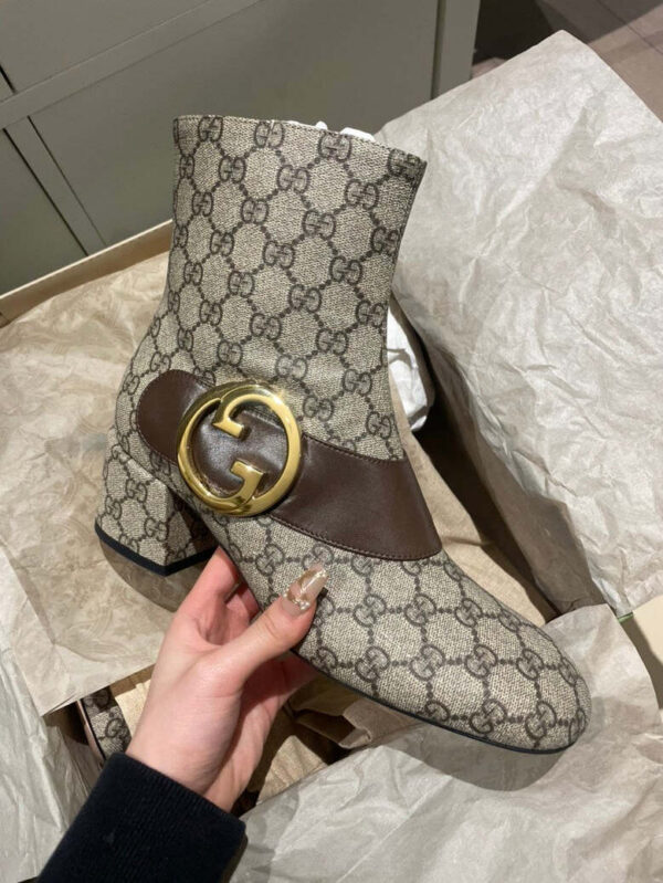 Gucci Bootie GG Supreme Malaga Beige Ebony | Luna Bags