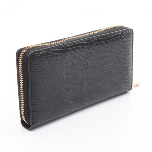 Gucci Zumi Round Zipper Long Wallet Leather Black Lizard Embossed 880084 | Luna Bags