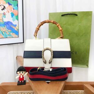 Gucci Dionysus White Blue Red Bamboo Handle Two Way Bag | Luna Bags