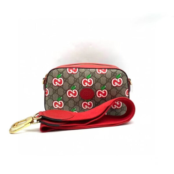 Gucci Beige Red Ophidia GG Supreme Canvas Camera Bag Medium | Luna Bags