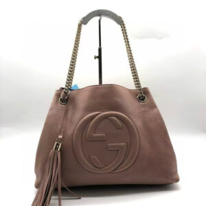 Gucci Soho Rose Beige Leather Chain Shoulder Bag Large | Luna Bags