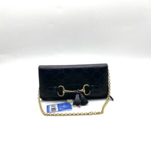 Gucci Black Leather Chain Bag Gold Hardware Medium | Luna Bags