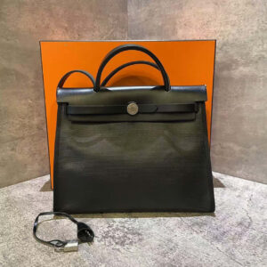 Hermes Herbag 31 Black Waterproof Canvas Handbag | Luna Bags