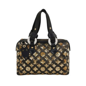 Louis Vuitton Speedy Bag Black Gold Handbag | Luna Bags
